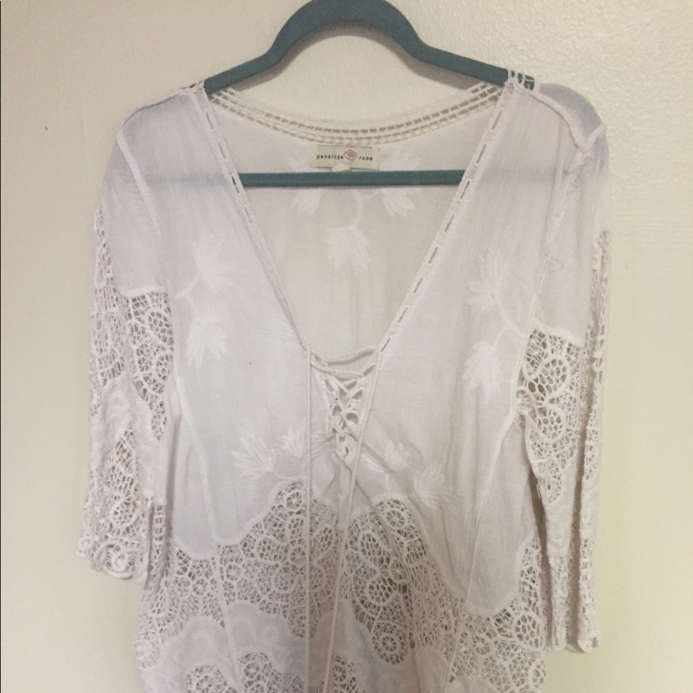 White Lacey coverup